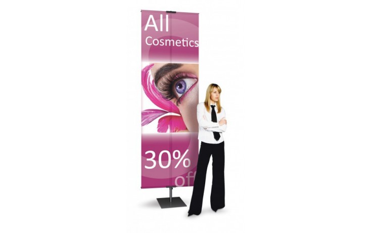 Single Graphics silver Banner Stand 36" x 118"