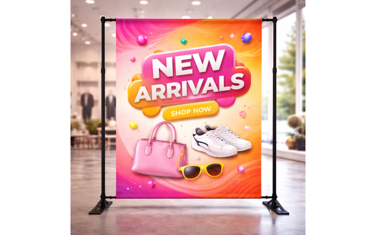 Adjustable Banner Stand 8x8, or 10x8 (black color with carry bag)