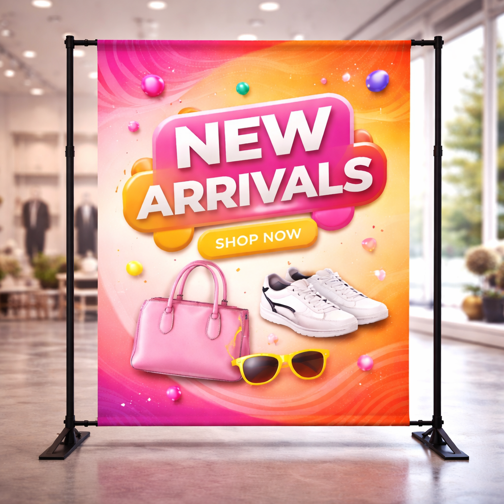 Adjustable Banner Stand 8x8, or 10x8 (black color with carry bag)